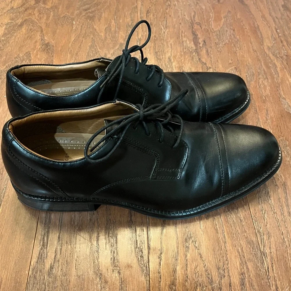 George Cap Toe Derby Shoes Men Black Lace Up Dress Shoes 13